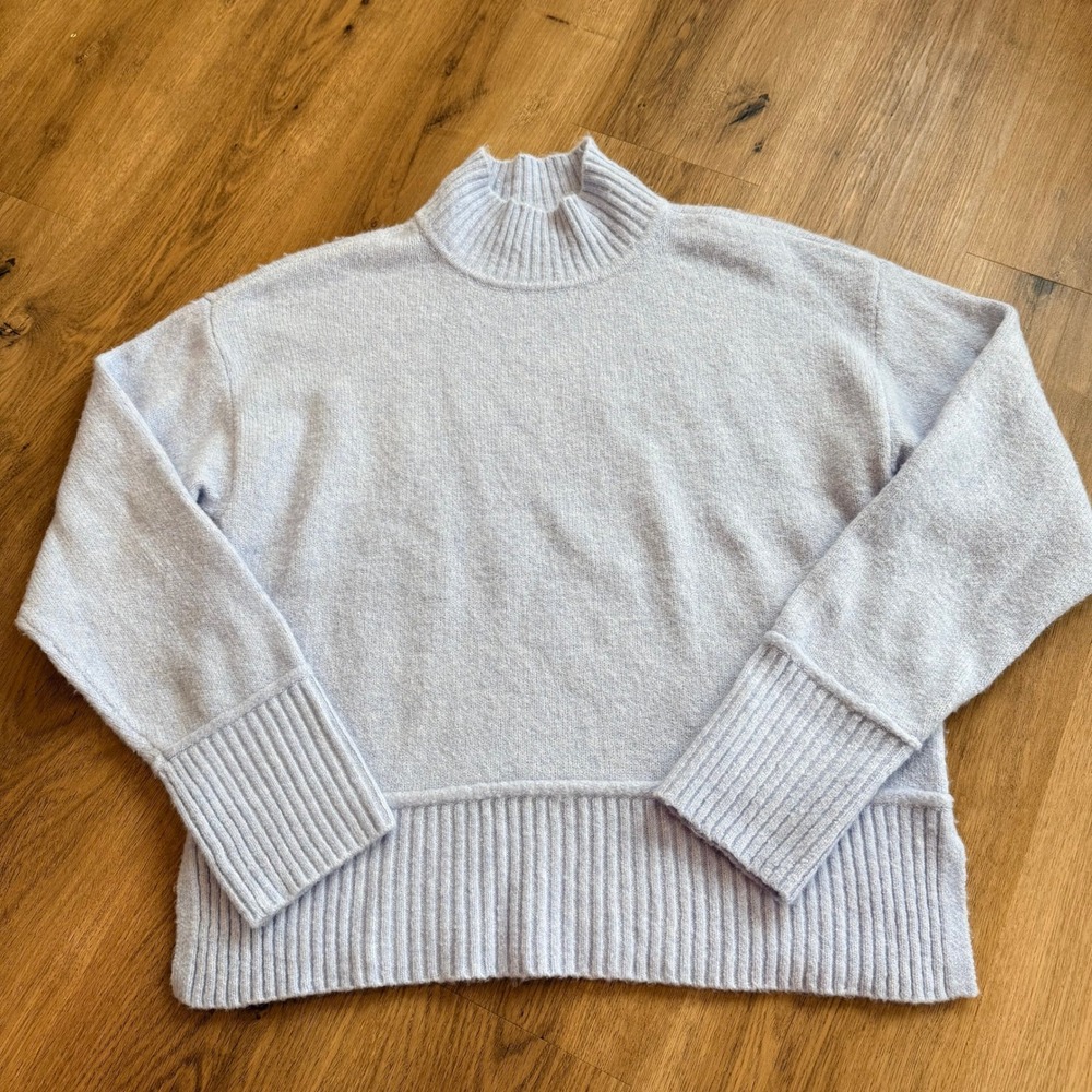 NINE WEST Light Blue‎ Ultra Soft Mock Neck Knit Sweater Women's Size S